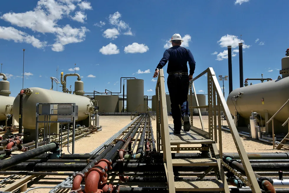 On site: a worker at a Parsley Energy facility in the Permian basin