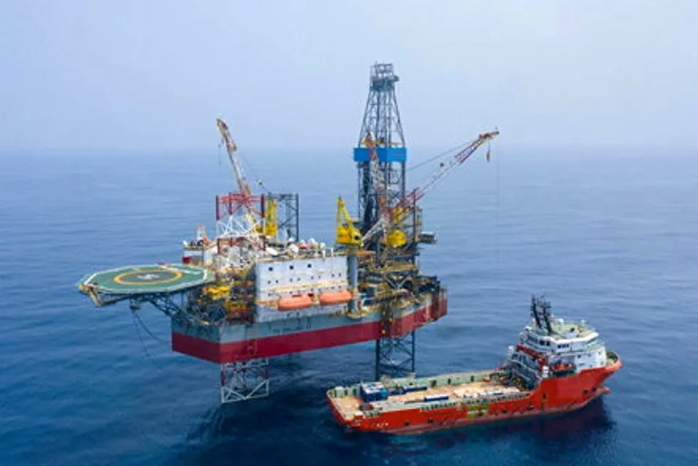 PV Drilling's jack-up rig PV Drilling VI in action offshore Vietnam in 2019.