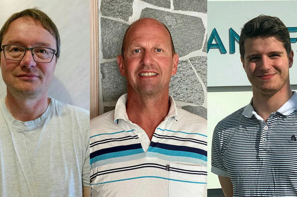 Three newly hired operators: From left, Svein Hansen, Kjell Nilsen and Petter Kristiansen.