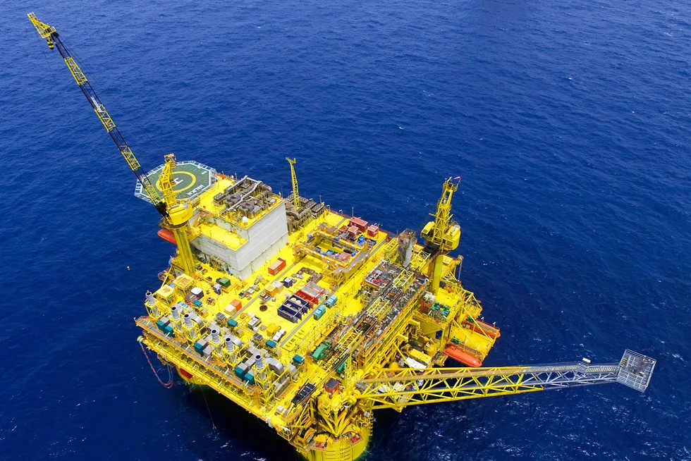 In operation: the tension-leg platform on Shell's Malikai deep-water field offshore Malaysia.