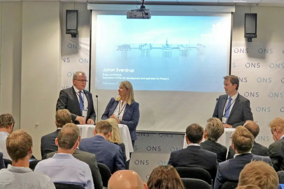 Improvements: Equinor chief executive Eldar Saetre and vice president for technology, projects and drilling, Margareth Ovrum at ONS 2018 in Stavanger