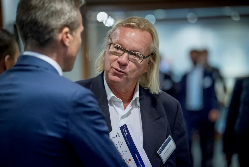 Investor Berge Gerdt Larsen (til høyre) skal selv vitne i saken mot Skatteetaten i oktober. Her med Helge Nordtorp, Pandion (t.v.) på Paretokonferansen 2019.