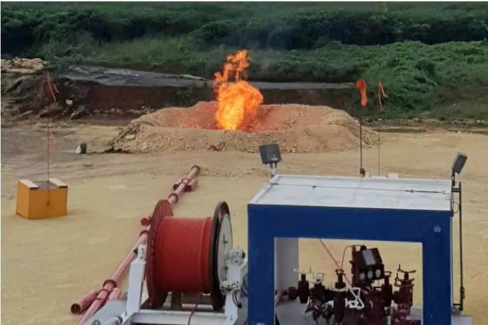 Flaring: Melbana encountered an increasingly strong influx of gas with some oil as it drilled deeper at the Alameda-1 well in Cuba