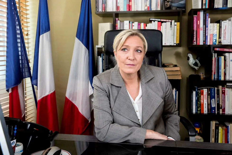 Marine Le Pen faller på ny meningsmåling. Foto: Christophe Morin/Bloomberg