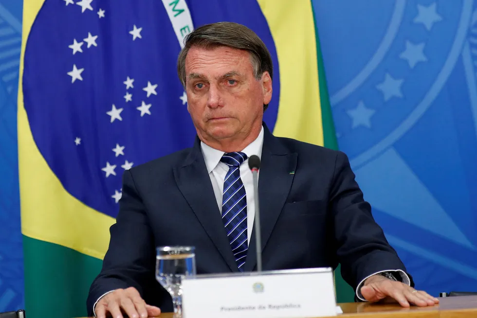 Agenda: Brazilian President Jair Bolsonaro looks on during a news conference in Brasilia