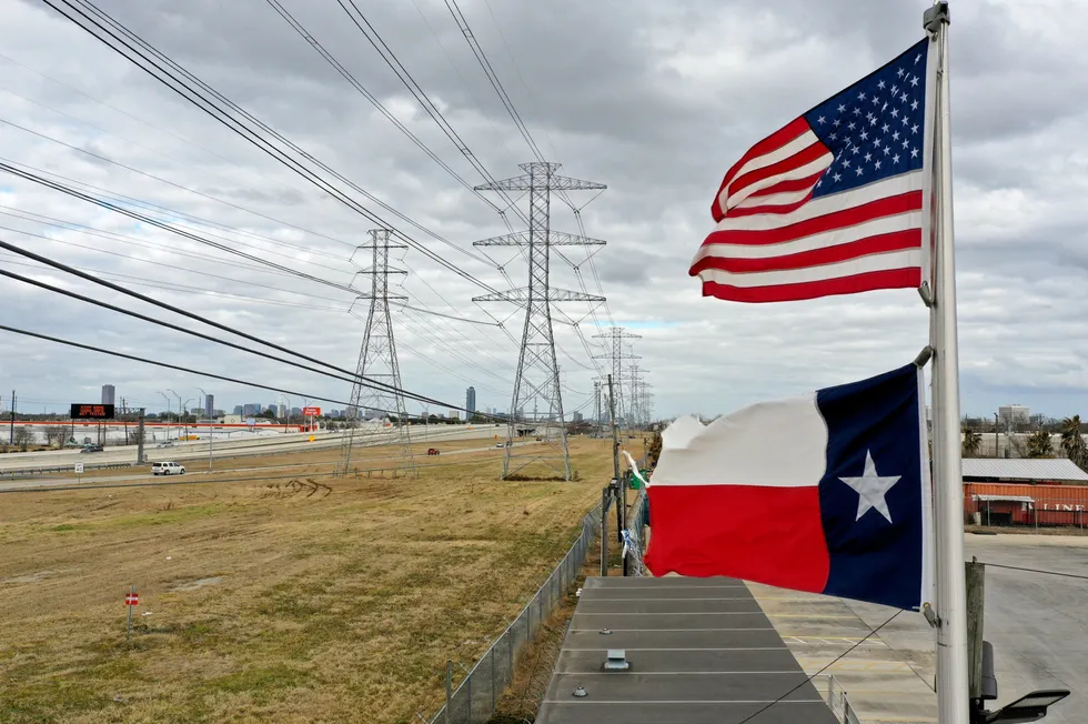 US flag with Texas flag.