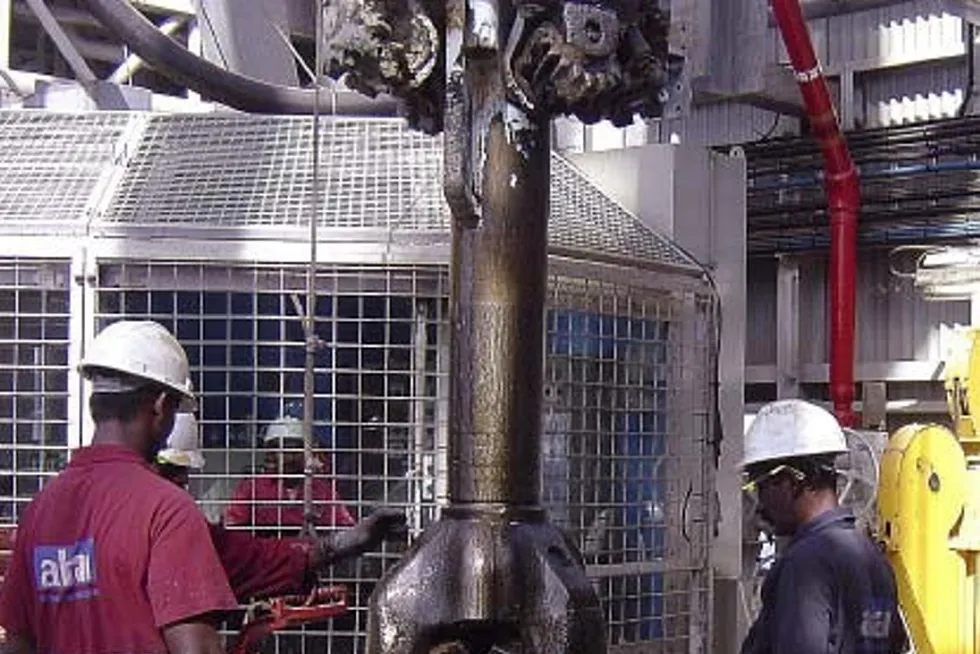 Drill floor: Aban Offshore crew working on one of the company’s jack-ups