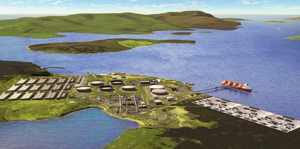 A rendering of the Flotta Hydrogen hub.