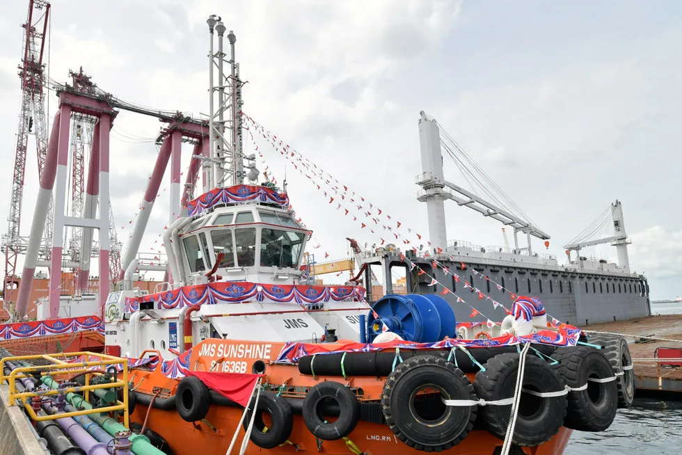 Debut: Sembcorp Marine's LNG-fuelled tug JMS Sunshine is christened on 18 January 2023.