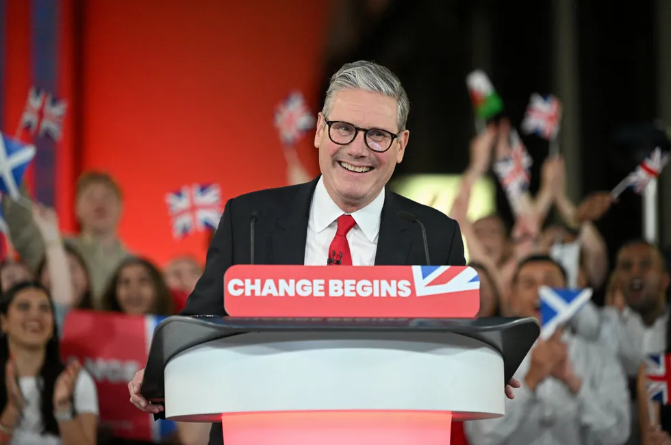 Sir Keir Starmer celebrates with supporters in London after his Labour Party won a landslide in yesterday's general election.