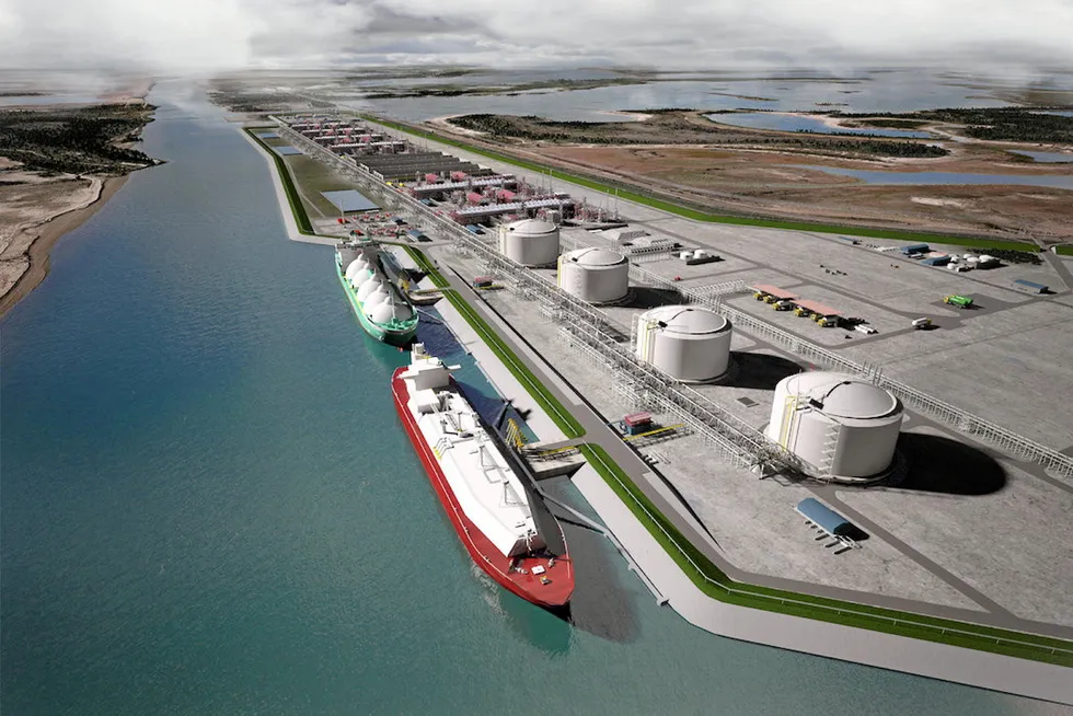 Delayed construction: an illustration of the planned Rio Grande LNG facility, which eventually intends to have five liquefaction trains.
