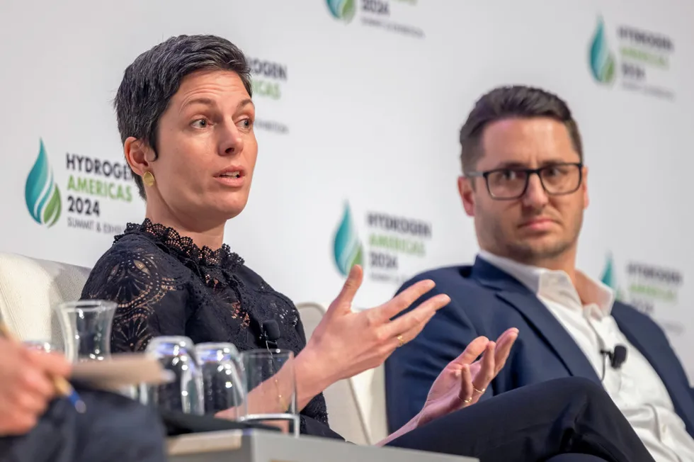 Laura Bergedieck speaking at last week's Hydrogen Americas Summit.