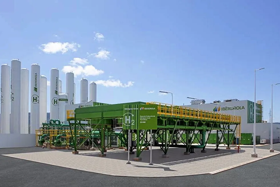 A rendering of Iberdrola's planned green hydrogen and methanol plant in Bell Bay, Tasmania.
