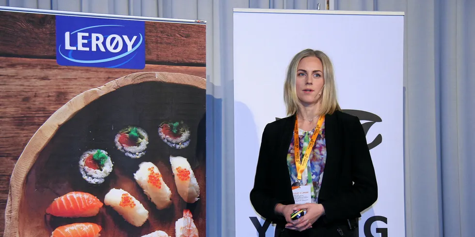 Linn Elise Bjerkeli i Norgesgruppen, på YoungFish-konferanse i Bergen onsdag.