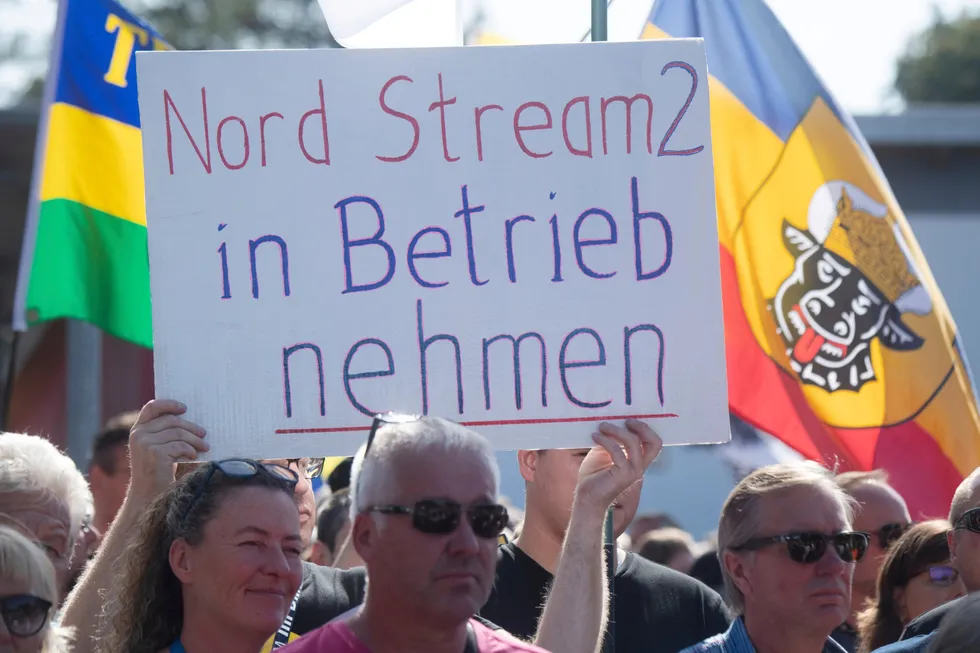 Chilling effect: demonstrators in Germany call for Nord Stream 2 to be started up