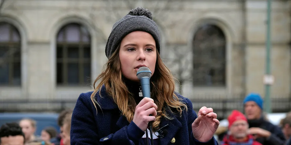 Climate activist Luisa Neubauer at a FridaysForFuture climate protest before Covid-19