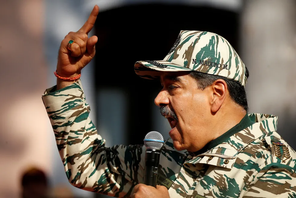 Defying: Venezuelan President Nicolas Maduro