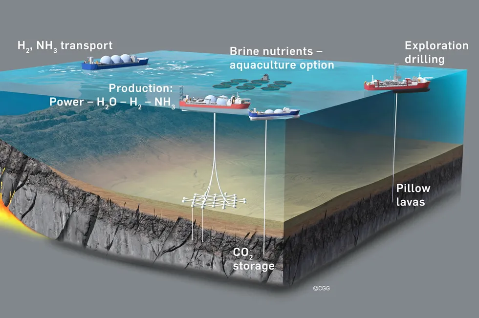 A rendering of a potential deep-water geothermal project.