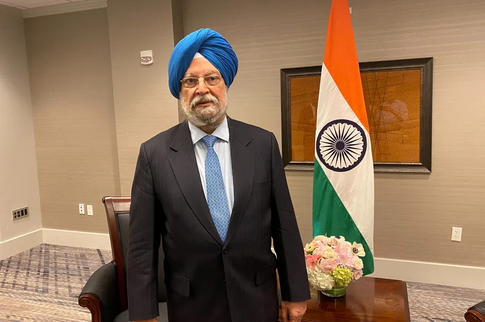 Indian Minister of Petroleum and Natural Gas Hardeep Singh Puri.