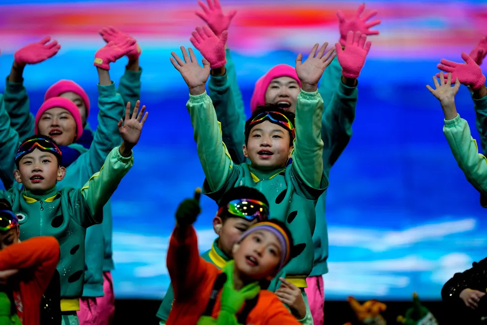 Children perform during the pre-show for the opening ceremony of the 2022 Winter Olympics in Beijing