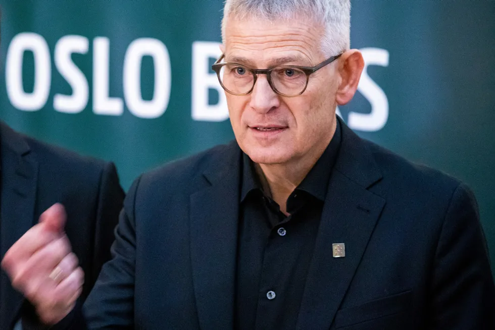 Konsernsjef Karl Johan Lier i Autostore under noteringen av selskapet på Oslo Børs.