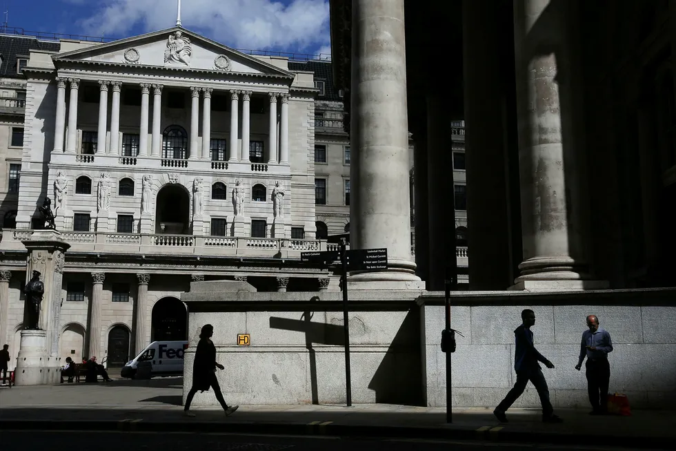 Bank of England (BOE), har i samarbeid med dataforskere, utviklet en egen digital valuta, RSCoin. Foto: DANIEL LEAL-OLIVAS/AFP/NTB scanpix