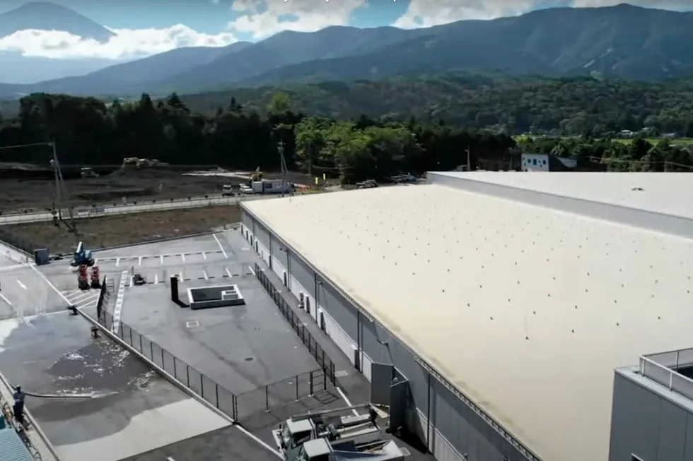 Proximar's land-based salmon farm in Japan with Mount Fuji looming in the background.