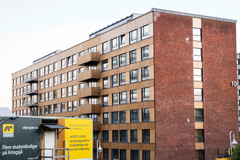 Regjeringen vil bygge flere studentboliger. Bildet viser nybygde studentboliger på Kringsjå i Oslo i 2017.