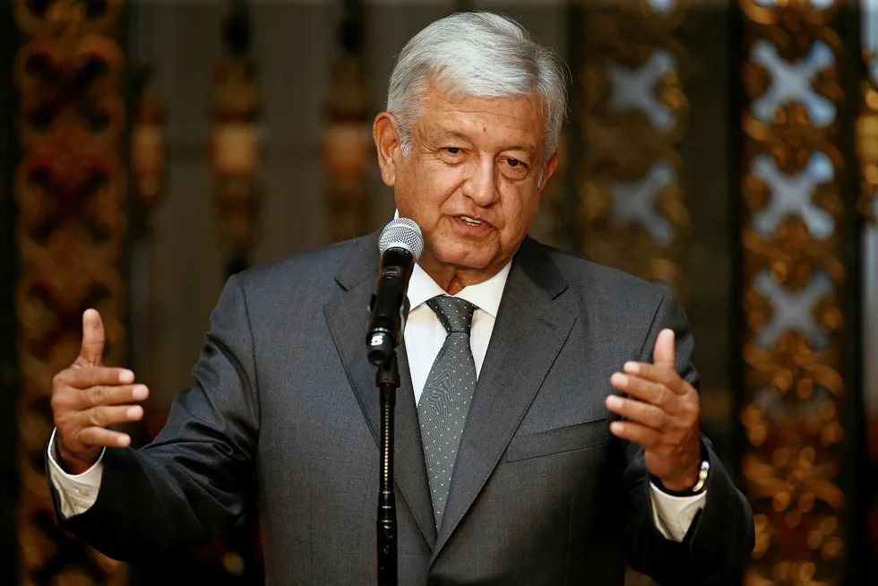 Changes: Mexico's president-elect Andres Manuel Lopez Obrador addresses the media after a private meeting earlier this week with Mexico's outgoing president Enrique Pena Nieto at the National Palace in Mexico City