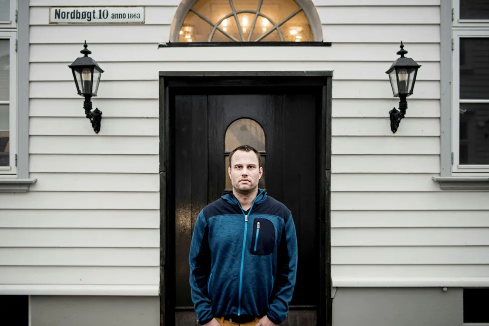 Ole-André Torjussen er eier av Bitcoins Norge as. Her er fotografert utenfor kontoret i Stavanger sentrum.