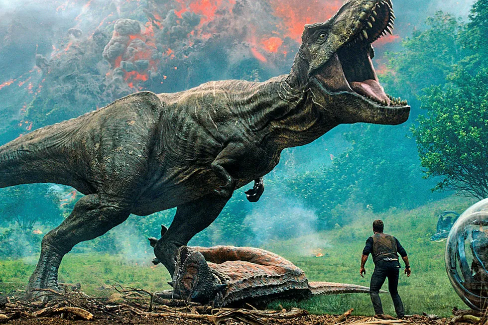 Dino-might: a scene from the film Jurassic World: Fallen Kingdom