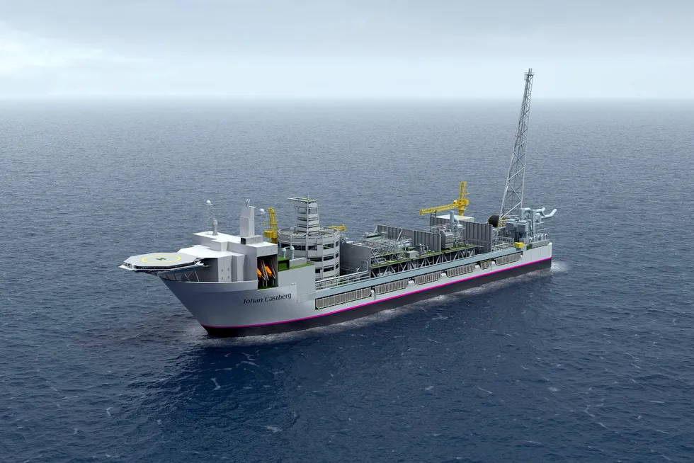 Johan Castberg-skipet slik det skal se ut når det er klart for å produsere i Barentshavet. Tirsdag ble det kjent at oljeprosjektet har gått på en ny milliardsprekk og er ytterligere utsatt.
