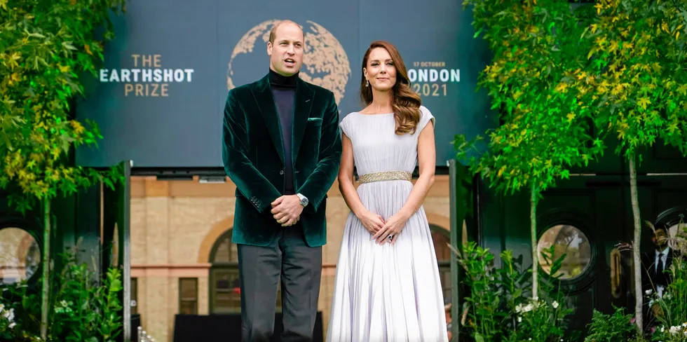 The UK's Prince William, Duke of Cambridge and Catherine, Duchess of Cambridge, attend the Earthshot Prize 2021 at Alexandra Palace, London, on Sunday evening.