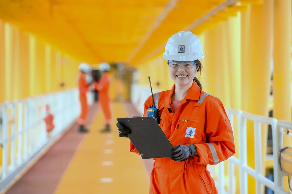 A happy offshore worker: from PTTEP, operator of Lang Lebah