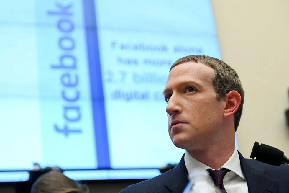 Facebook-sjef Mark Zuckerberg i forrige uke, under en høring i den amerikanske Kongressen.