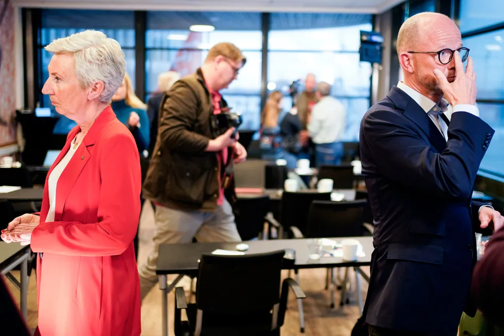 NHOs administrerende direktør Ole Erik Almlid og LO-leder Peggy Hessen Følsvik klarte ikke å bli enige i årets lønnsoppgjør.