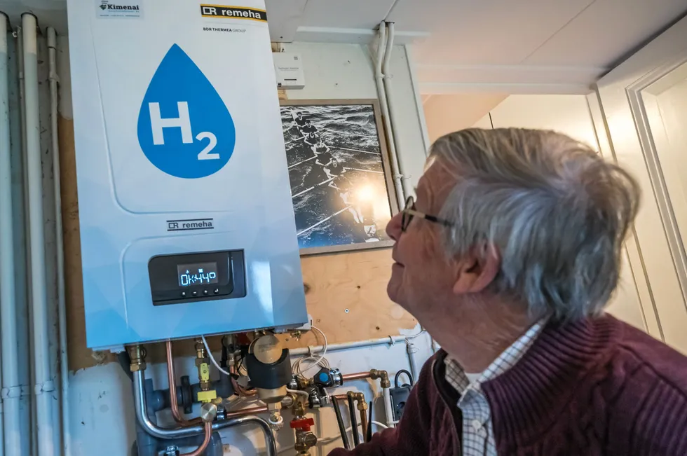A hydrogen boiler recently installed in one of 12 historic homes in the Dutch town of Lochem as part of a trial.