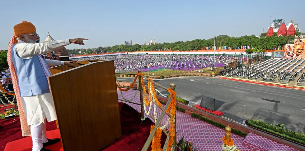 Indian Prime Minister Narendra Modi addresses the nation to mark India's 75th Independence Day.