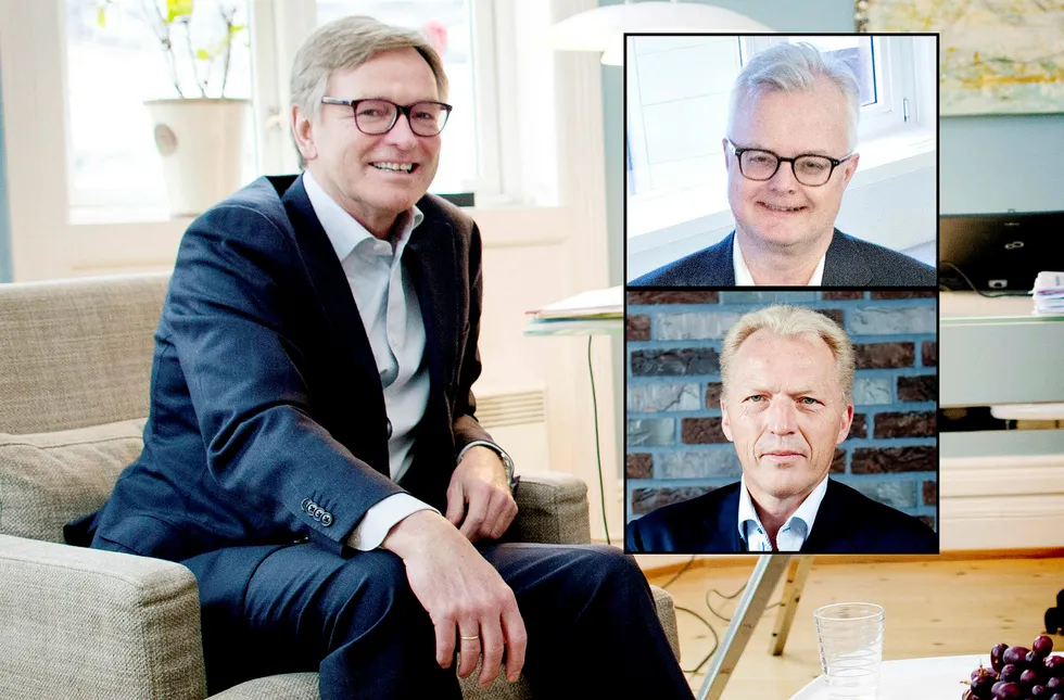 Stig Grimsgaard Andersen, styreleder i Silver. Innfelt: Rune Fløgstad (øverst) og Åge Westbø. Foto: Øyvind Elvsborg