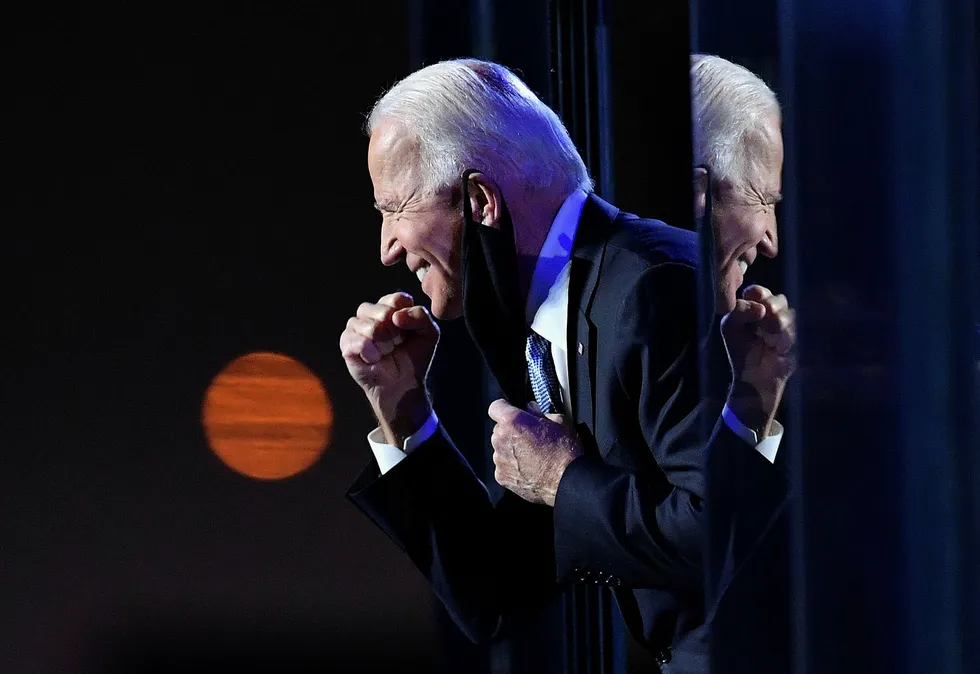 Joe Biden er erklært vinneren av det amerikanske presidentvalget og vil med det bli USAs 46. president når han tiltrer 20. januar 2021.