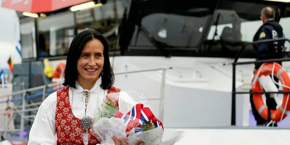 Marit Bjørgen var gudmor for RS «Hans Herman Horn».Foto: Redningsselskapet