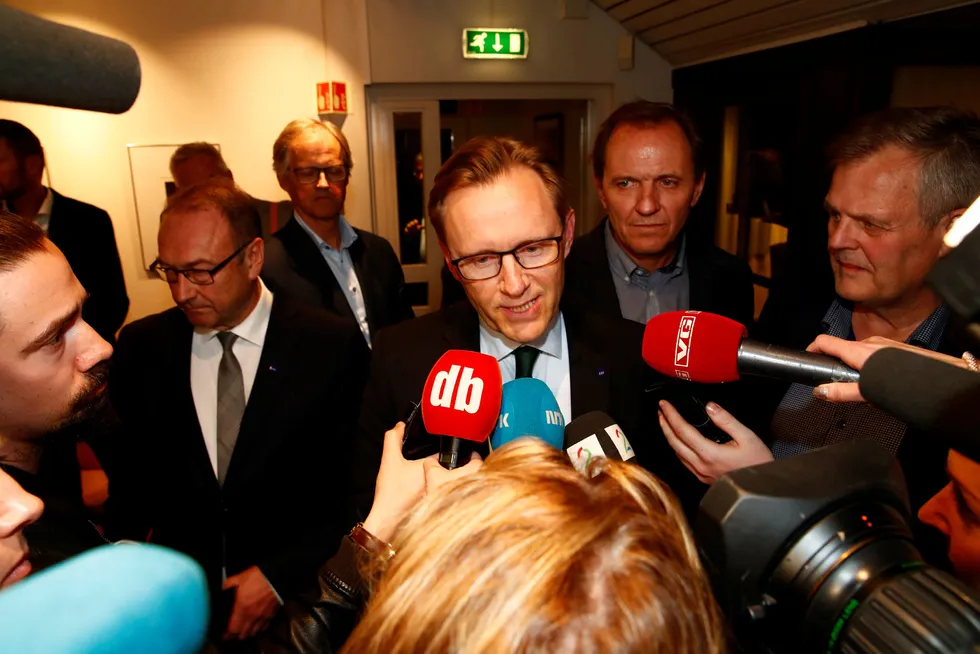 Finansdirektør Torbjørn Wist i SAS møter pressen etter at SAS-streiken er over da partene ble enige om en løsning.