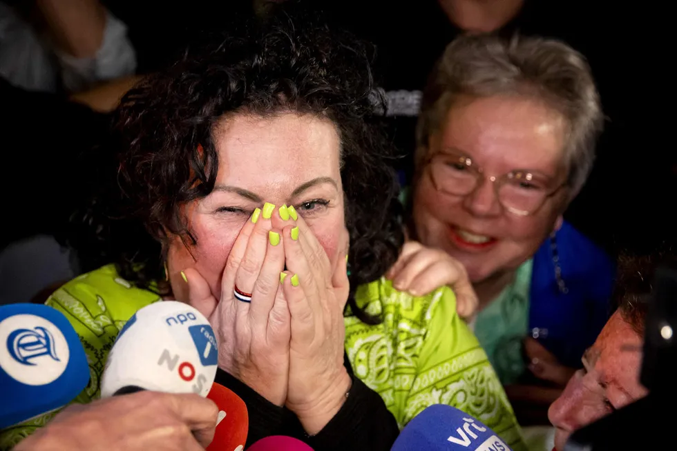 Caroline van der Plas, leder for partiet BBB, da partiet triumferte under lokalvalgene i Nederland i mars.