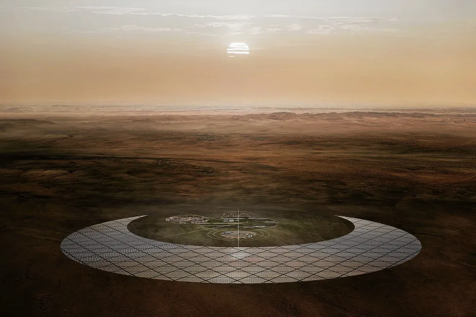 A rendering of the Megaton Moon project, which has been designed to "honour" the Mauritanian flag.