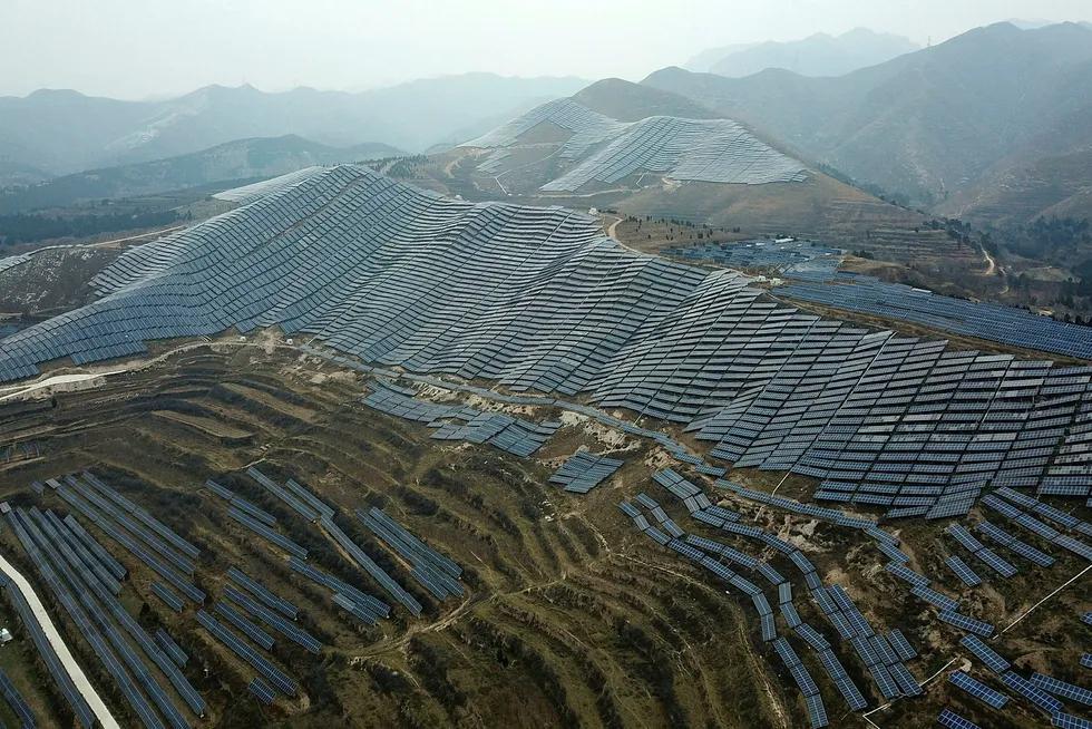 Renewables drive: a solar panel installation is seen in Ruicheng County in central China's Shanxi Province