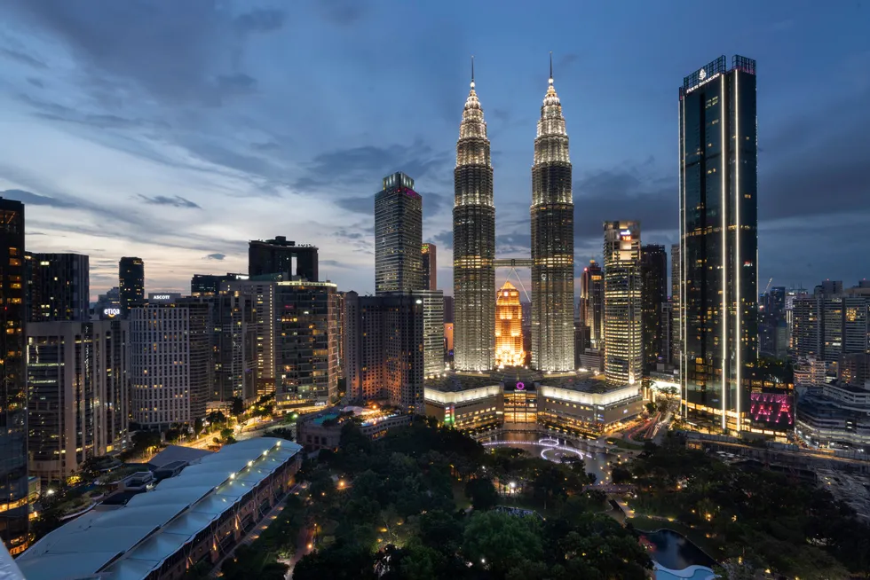 Centre point: the Petronas Twin Towers in downtown Kuala Lumpur, Malaysia.