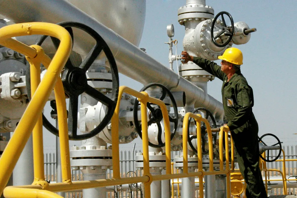 Facilities: a technician at the Azadegan oilfield in Iran