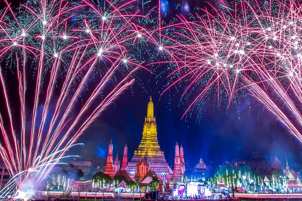 Celebrations: Fireworks explode over Wat Arun of the temple of dawn during the New Year celebrations, in Bangkok, Thailand.