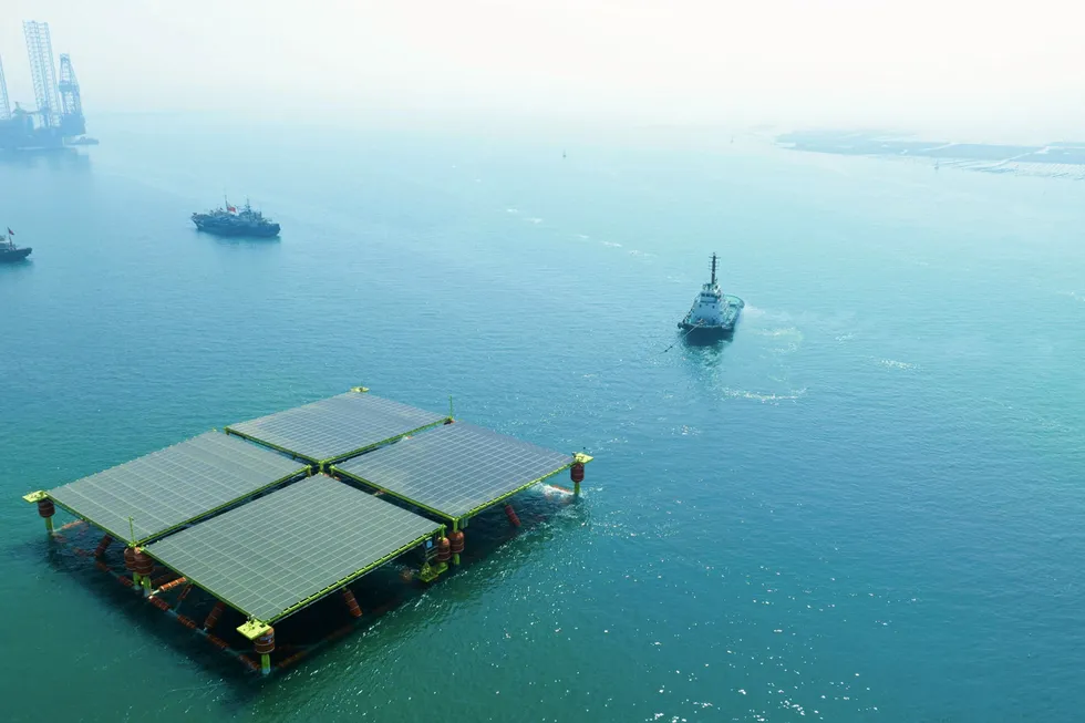 En route: CIMC Raffles delivers China’s first floating solar power platform.