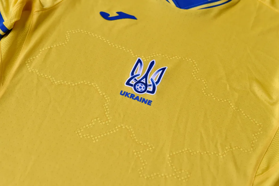 Drawing a line: Ukraine's new football kit for the European Championships, featuring an outline of the country, including the Crimea Peninsula